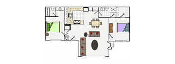 a floor plan of a house with bedrooms and a living room
