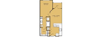 1 Bed Floorplan at The Kelley at Samuels Ave, Texas