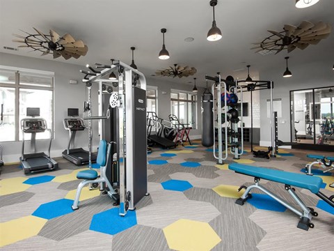 Fitness center at The Kelley at Samuels Ave, Fort Worth, Texas