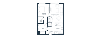 the floor plan of a bedroom apartment