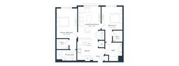 the floor plan of a bedroom apartment