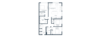 the floor plan of a bedroom apartment