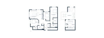 the floor plans of the apartments are shown on a black background