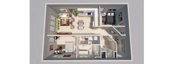 a rendering of a 3d floor plan of a house