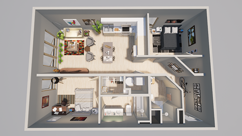 a rendering of a 3d floor plan of a house