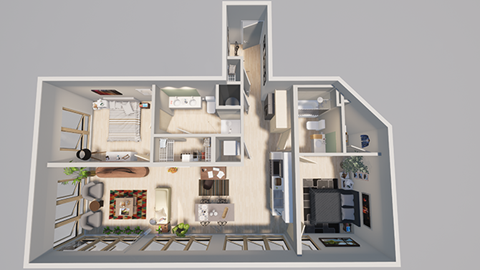 a rendering of a 3d floor plan of a house