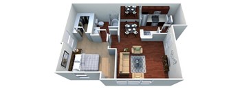 a 3d drawing of a living room with a dining room