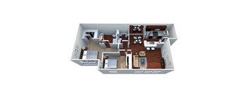 a 3d floor plan of a house with a living room