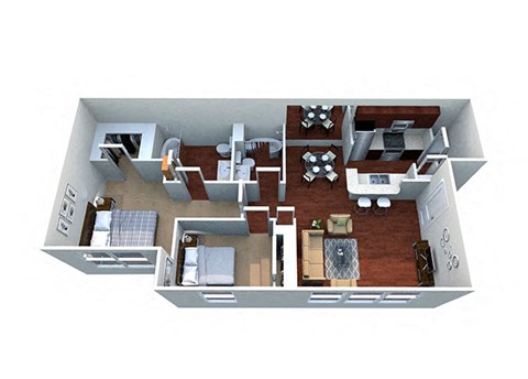 a 3d floor plan of a house with a living room