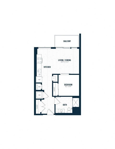 floor plan of a 1 bedroom apartment