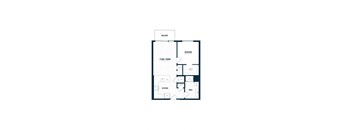 floor plan of an apartment with a bedroom and a balcony