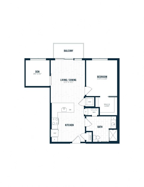 a floor plan of a bedroom floor plan with an open floor plan