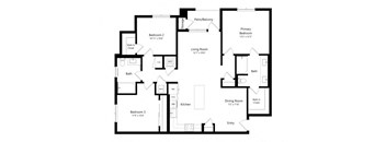 a floor plan of a house with bedrooms and a living room