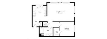 a floor plan of a house with a bedroom and a living room