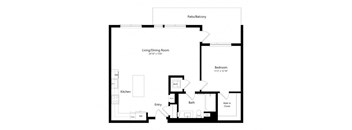 a floor plan of a unit with a bedroom and a living room
