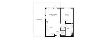 a floor plan of a house with a bedroom and a living room