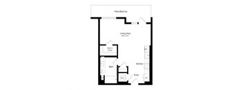 the floor plan of the studio apartment