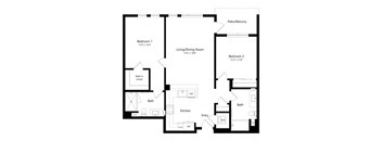 a floor plan of a unit with a bedroom and a living room