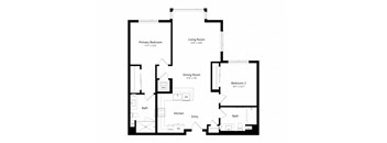 a floor plan of a unit with a bedroom and a living room