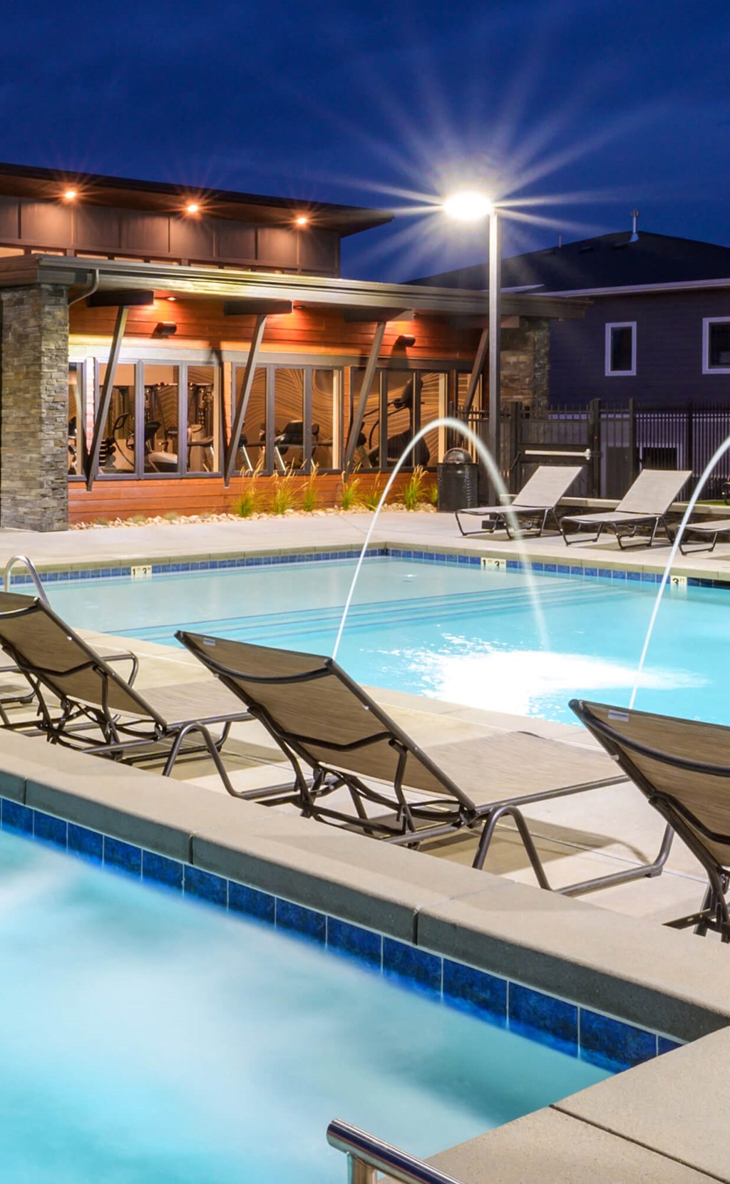 the pool at night at our hotel