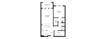 a floor plan of a unit with a bedroom and living room