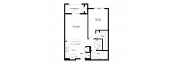 a floor plan of a unit with a bedroom and a living room
