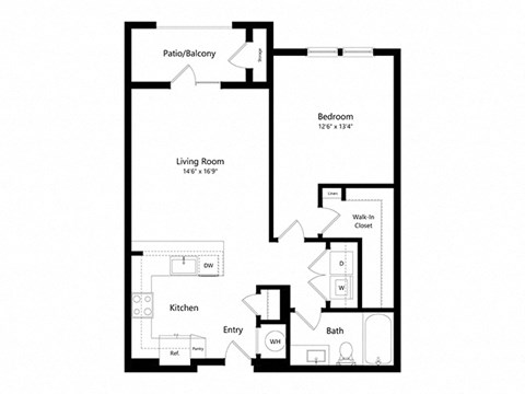 a floor plan of a unit with a bedroom and a living room