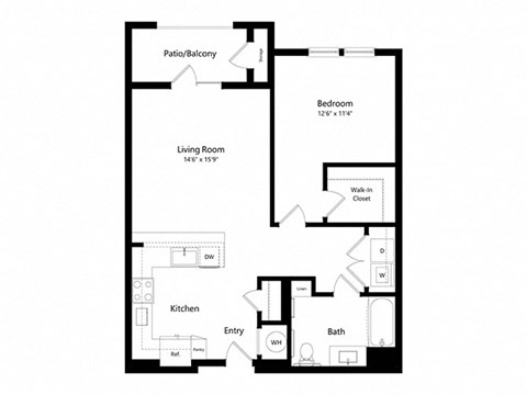 a floor plan of a unit with a bedroom and a living room