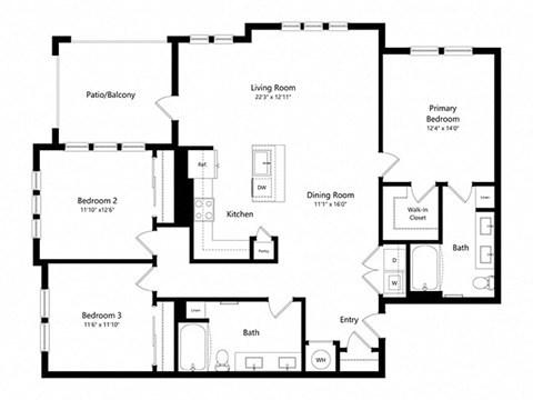 a floor plan of a house showing the bedrooms and the living room