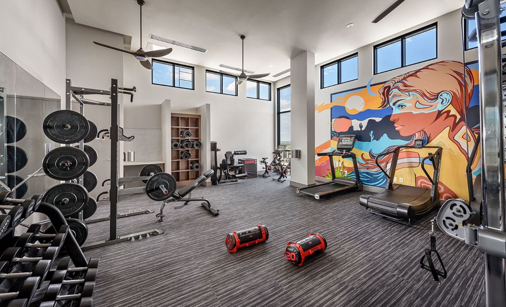 the gym at the flats at obsidian