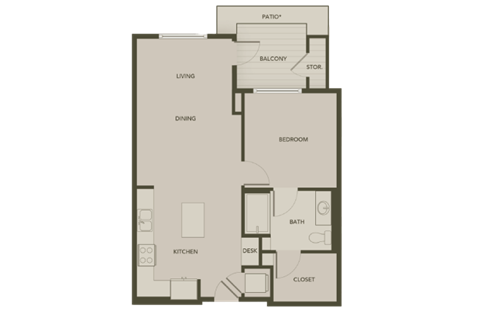 the floor plan of a bedroom apartment