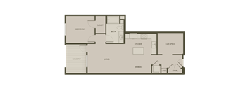a floor plan of a unit with a bedroom and a living room