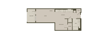 a floor plan of a small apartment with a bedroom and a living room
