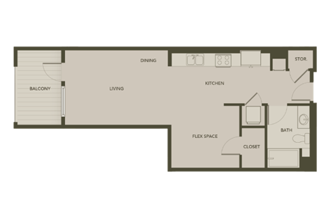 a floor plan of a small apartment with a bedroom and a living room