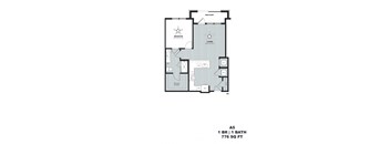 a floor plan of a 1 bedroom floor plan