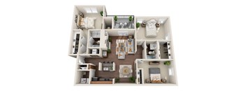 a 3 bedroom192 sq ft floor plan