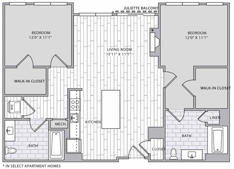 a floor plan of a town house with bedrooms and a living room