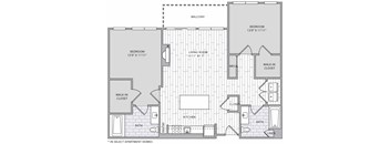 a floor plan of a 1 story floor plan with two bedrooms and a bathroom