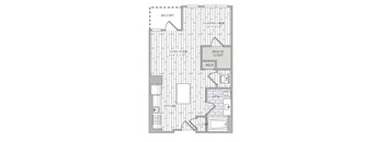 a floor plan of a room with a bathroom and a closet