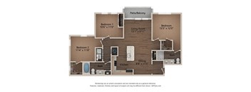 a floor plan with a bedroom and a living room