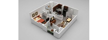 a floor plan of a small apartment with a bedroom and a living room