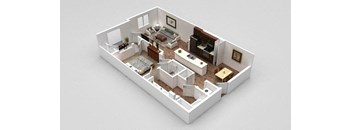 a floor plan of a house with a bedroom and a living room