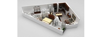 a floor plan of a house with a bedroom and a living room
