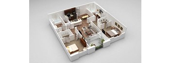 a floor plan of a house with a bedroom and a living room