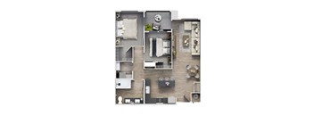 a floor plan of a house with a bedroom and a living room