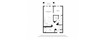 a floor plan of a unit with a bedroom and a living room