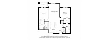 a floor plan of a living room with a bedroom and a kitchen