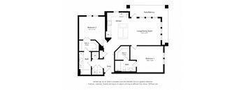a floor plan of a house with a floorplan of a living room and kitchen