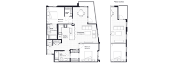 floor plan of the 2nd level floorplan of a 4 bedroom apartment
