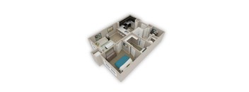 a floor plan of a small apartment with a bedroom and a living room